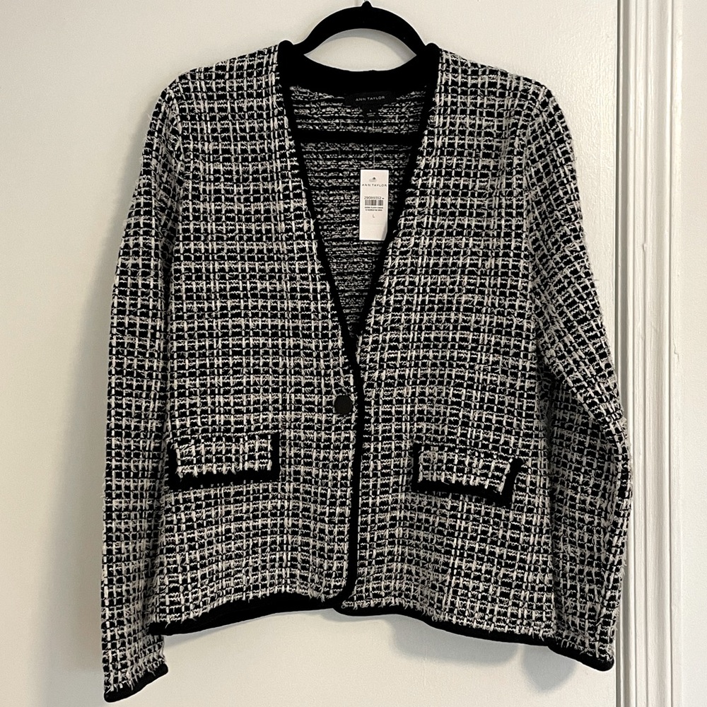 Ann Taylor Tweed Sweater Jacker - Size L - NWT